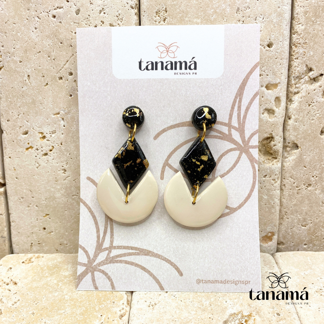 Elegant Black Diamond Gold-Accent Earrings